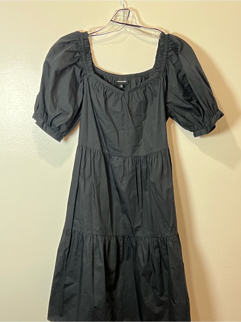 Who What Wear Black Puff Sleeve Square-Neck Midi Dress